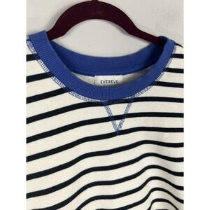 Evereve Striped Pullover Sweater Blue White Black Crew Neck Knit Size S